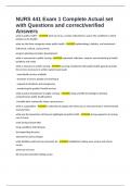 NURS 441 Exam 1 Complete Actual set with Questions and correct&sol;verified Answers