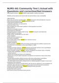 NURS 441 Community Test 1 Actual with Questions and correct&sol;verified Answers