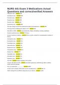 NURS 441 Exam 3 Medications Actual Questions and correct&sol;verified Answers