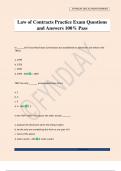 Law of Contracts Practice Exam Questions and Answers 100&percnt; Pass