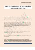 MET 121 Final Exam &lpar;Chs&period; 9-11&rpar; Questions and Answers 100&percnt; Pass