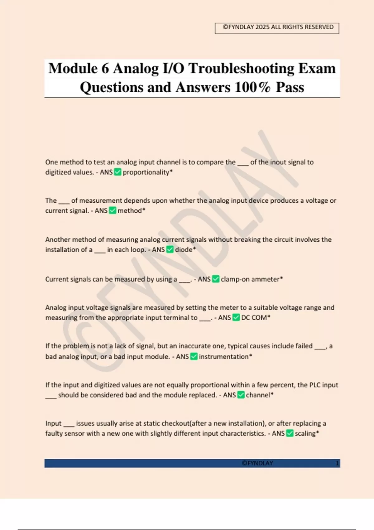 Module 6 Analog I/O Troubleshooting Exam Questions and Answers 100% ...