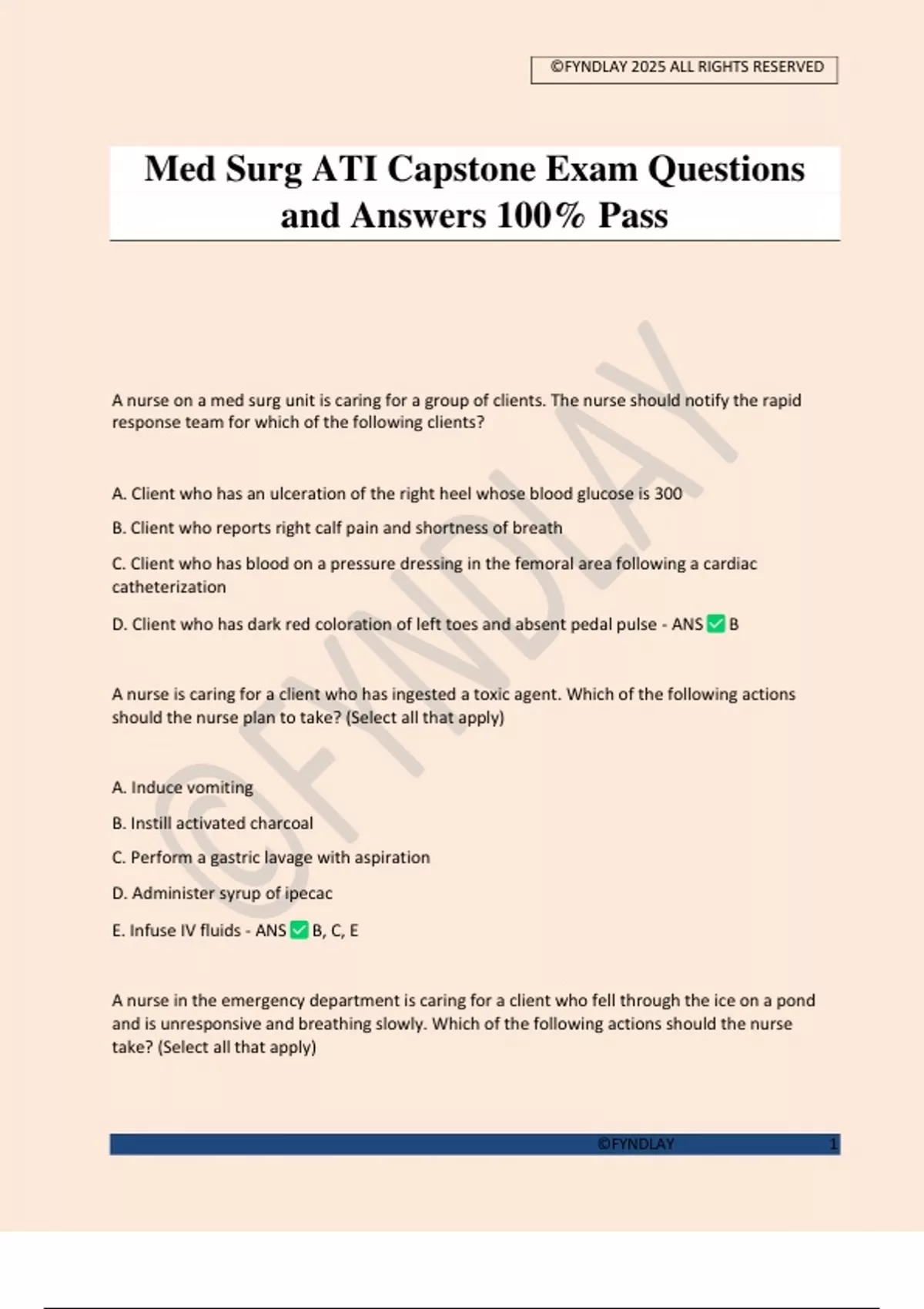 Med Surg ATI Capstone Exam Questions and Answers 100% Pass - Med Surg ...