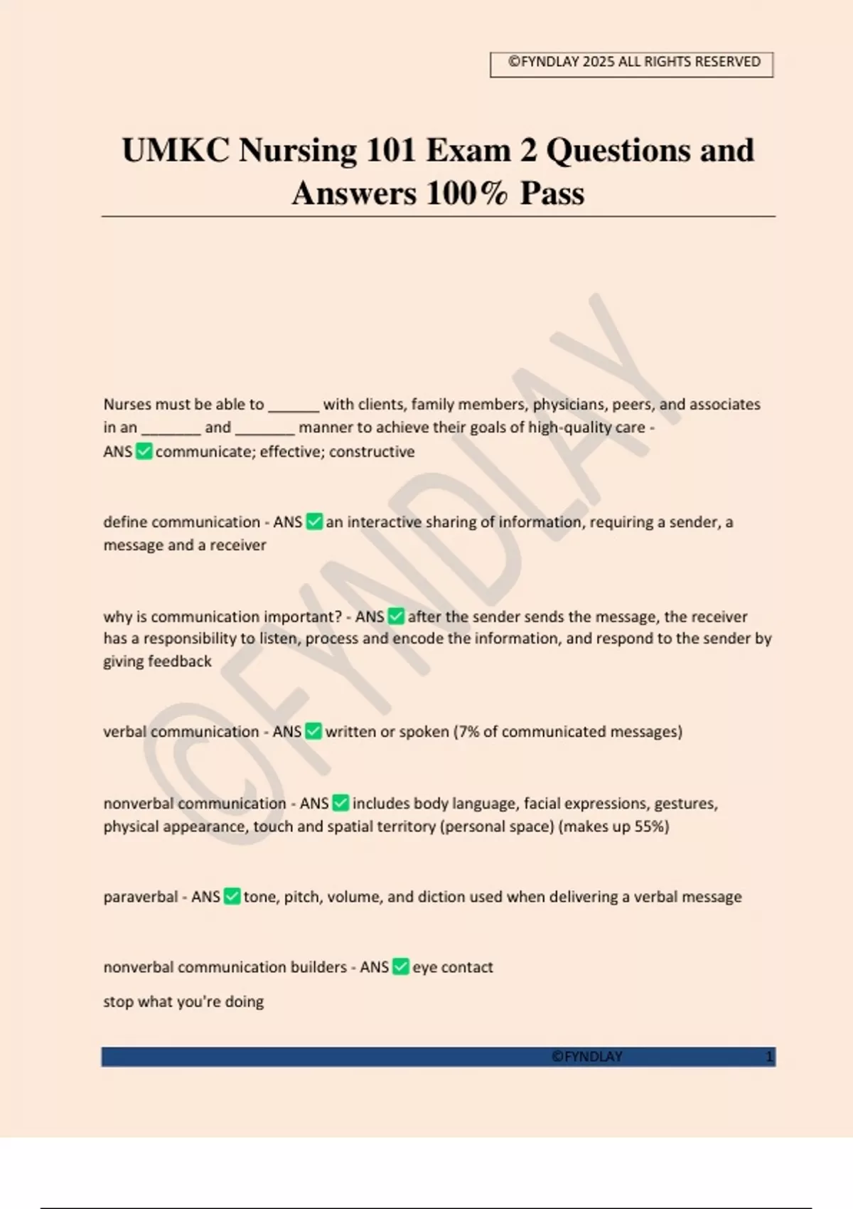 UMKC Nursing 101 Exam 2 Questions and Answers 100% Pass - Nursing 101 ...