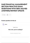 NAB FINANCIAL MANAGEMENT SECTION PRACTICE EXAM QUESTIONS WITH 100&percnt; SOLVED ANSWERS&sol;NEWEST UPDATE