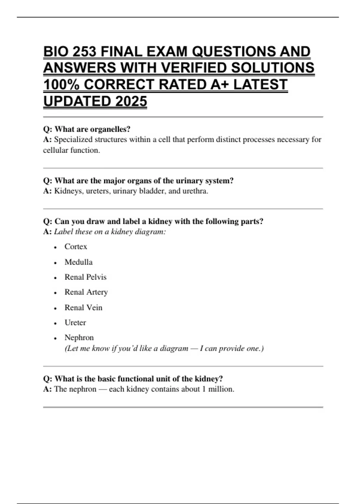 BIO 253 FINAL EXAM QUESTIONS AND ANSWERS WITH VERIFIED SOLUTIONS 100% ...