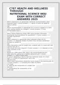 C787 HEALTH AND WELLNESS THROUGH NUTRITIONAL SCIENCE WGU EXAM WITH CORRECT ANSWERS 2025