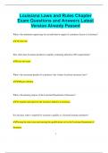 Louisiana Laws and Rules Chapter Exam Questions and Answers Latest  Version Already Passed