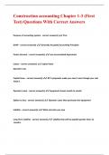 Construction accounting Chapter 1-3 &lpar;First Test&rpar; Questions With Correct Answers