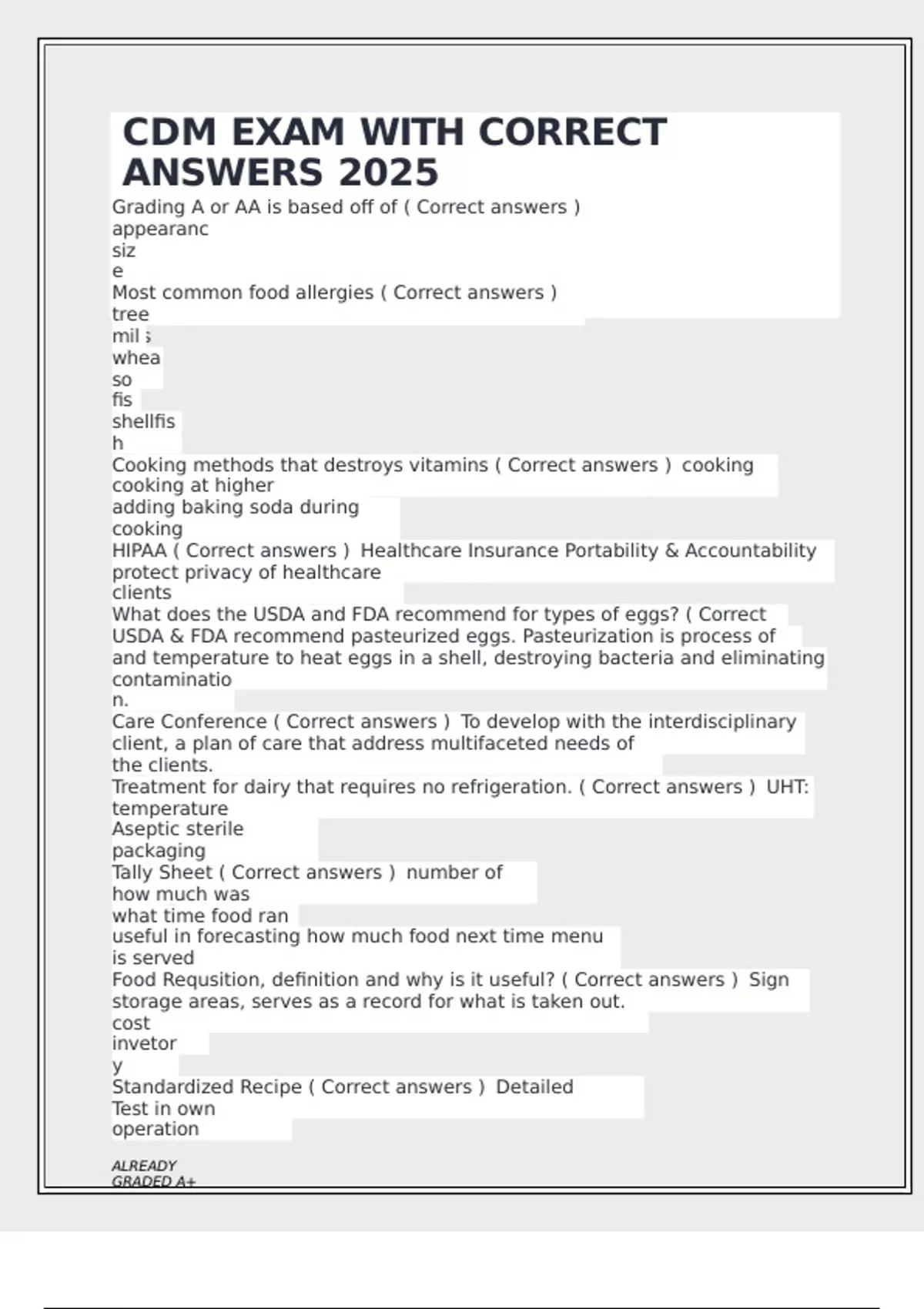 CDM EXAM WITH CORRECT ANSWERS 2025 - CDM EXA - Stuvia US