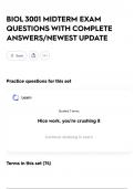 BIOL 3001 MIDTERM EXAM QUESTIONS WITH COMPLETE ANSWERS&sol;NEWEST UPDATE