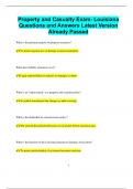 Property and Casualty Exam- Louisiana Questions and Answers Latest Version  Already Passed