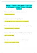 BarBri - Family Law &lpar;MEE&rpar; Questions and Answers Latest Version Already  Passed
