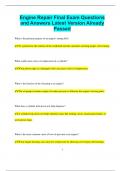 Engine Repair Final Exam Questions and Answers Latest Version Already  Passed