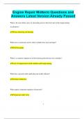 Engine Repair Midterm Questions and Answers Latest Version Already Passed