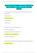 Engine Repair Midterm Exam Questions and Answers Latest Version Already  Passed