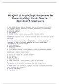 MS QUIZ 12 Psychologic Responses To Illness And Psychiatric Disorder Questions And Answers