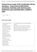 Clinical Nurse Leader &lpar;CNL&rpar; Certification Review Questions - King & Gerard 2025 &vert;EXAM &lpar;MULTIPLE CHOICES&rpar; AND &lpar;RATIONALES&rpar; QUESTION AND ANSWERS 100&percnt; CORRECT 2025