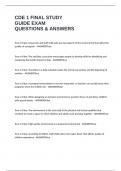 CDE 1 FINAL STUDY GUIDE EXAM QUESTIONS & ANSWERS