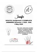 ECS3701 Assignment 2 &lpar;COMPLETE ANSWERS&rpar; Semester 1 2025 - DUE 9 May 2025&semi; 100&percnt; correct solutions and explanations&period;