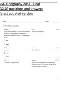 LSU Geography 2051--Final &lpar;OLD&rpar; questions and answers latest updated version