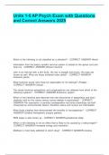 AP PSYCHOLOGY UNIT 1-5 EXAM BUNDLE WITH QUESTIONS AND COMPLETE SOLUTIONS