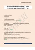 Psychology Exam 1 Multiple Choice Questions and Answers 100&percnt; Pass