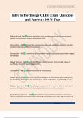 Intro to Psychology CLEP Exam Questions and Answers 100&percnt; Pass