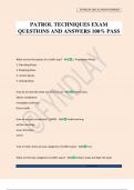 PATROL TECHNIQUES EXAM QUESTIONS AND ANSWERS 100&percnt; PASS