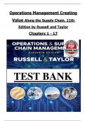 TEST BANK for Operations Management Creating Value Along the Supply Chain&comma; 11th Edition by Russell and Taylor Verified Chapters 1-17&comma; Complete