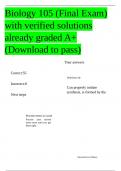 Biology 105 &vert; &lpar;Final Exam&rpar; &vert; with verified solutions &vert; already graded A&plus;  &vert;   &lpar;Download to pass&rpar;&period;docx