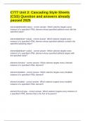 C777 Unit 2&colon; Cascading Style Sheets &lpar;CSS&rpar; Question and answers already passed 2025