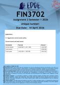 FIN3702 Assignment 2 &lpar;ANSWERS&rpar; Semester 1 2026 - DISTINCTION GUARANTEED