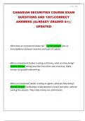 CANADIAN SECURITIES COURSE EXAM QUESTIONS AND 100&percnt;CORRECT ANSWERS &lpar;ALREADY GRADED A&plus;&rpar; &vert; UPDATED 