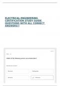 ELECTRICAL ENGINEERING CERTIFICATION STUDY GUIDE QUESTIONS WITH ALL CORRECT ANSWERS&excl;&excl;
