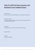 Patho for COPR ACP Exam Questions with Reviewed Correct Detailed Answers