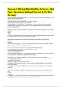 Domain 1 Clinical Classification Systems- CCA Exam Questions With All Correct & Verified Answers