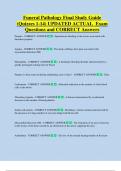 Funeral Pathology Final Study Guide  &lpar;Quizzes 1-14&rpar; UPDATED ACTUAL  Exam  Questions and CORRECT Answers