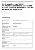 UAMS Hematology Exam 1 &lpar;2025&rpar; COMPREHENSIVE QUESTIONS AND VERIFIED DETAILED SOLUTIONS &vert;COMPLETE SOLUTIONS &vert;A&plus; GRADED &vert;100&percnt; CORRECT&excl;&excl;