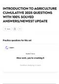 INTRODUCTION TO AGRICULTURE CUMULATIVE 2025 QUESTIONS WITH 100&percnt; SOLVED ANSWERS&sol;NEWEST UPDATE