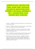 COSMETOLOGY INSTRUCTOR  FINAL EXAM PREP 2025&sol;2026  ACCURATE QUESTIONS WITH  CORRECT DETAILED ANSWERS &vert;&vert;  100&percnt; GUARANTEED PASS  <BRAND NEW VERSION> 