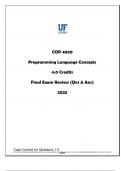COP 4020 Programming Language Concepts Final Exam Review 2025 &lpar;Qns & Ans