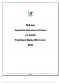 COP 4533 Algorithm Absraction & Design Final Exam Review 2025 &lpar;Qns & Ans&rpar;