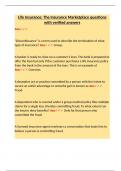 Life Insurance&colon; The Insurance Marketplace questions with verified answers