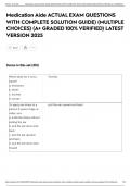 Medication Aide ACTUAL EXAM QUESTIONS WITH COMPLETE SOLUTION GUIDE&rpar; &lpar;MULTIPLE CHOICES&rpar; &lpar;A&plus; GRADED 100&percnt; VERIFIED&rpar; LATEST VERSION 2025
