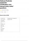 National Pesticide  Applicator  Certification core  manual study notes&sol;  questions