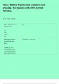 TEAS 7 Science Practice Test Questions and answers &sol; Key Quizzes with 100&percnt; Correct Answers&period;