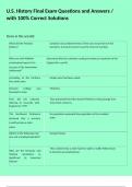 U&period;S&period; History Final Exam Questions and Answers &sol; with 100&percnt; Correct Solutions