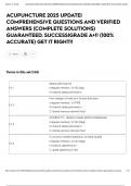 ACUPUNCTURE 2025 UPDATE&vert; COMPREHENSIVE QUESTIONS AND VERIFIED ANSWERS &lpar;COMPLETE SOLUTIONS&rpar; GUARANTEED&period; SUCCESS&vert;GRADE A&plus;&excl;&excl; &lpar;100&percnt; ACCURATE&rpar; GET IT RIGHT&excl;&excl;