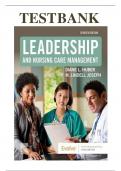 TEST BANK Leadership and Nursing Care Management &lpar;7TH&rpar; by Diane Huber&semi; M&period; Lindell Joseph&vert; Chapter 1-26 LATEST VERSION